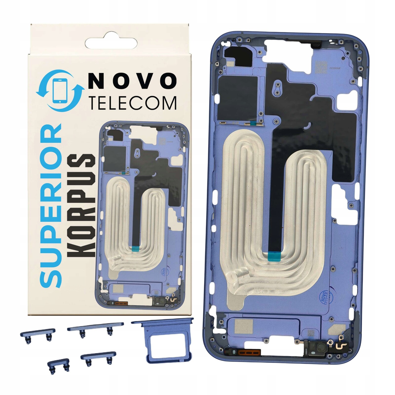 Tělo krytu telefonu pro iPhone 16 Plus Rámeček Kompletní Modrý