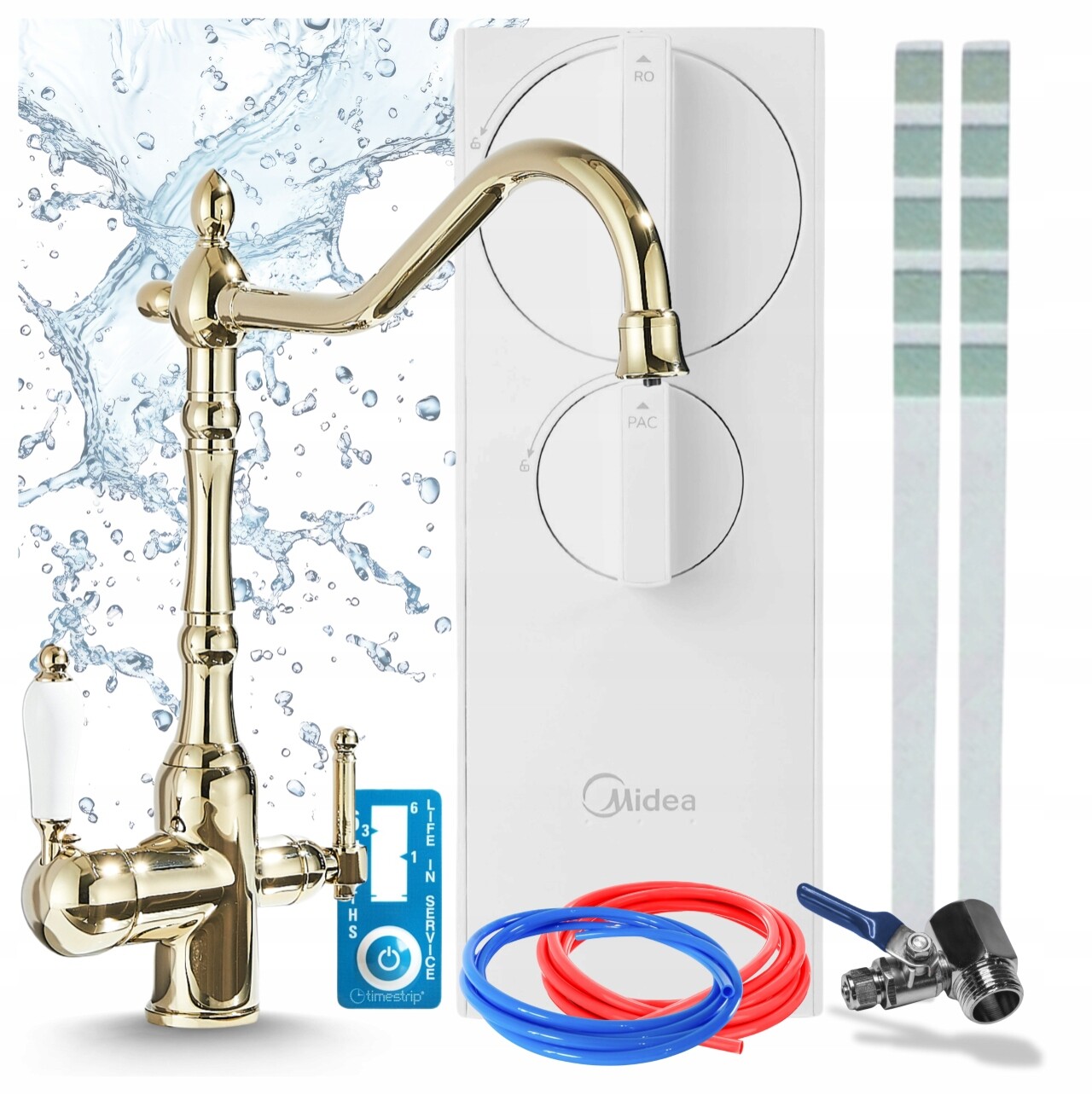 Filtr Pod Dřez Midea 400GPD RO5 Vestavěná Pumpa A Kuchyňská Baterie Retro