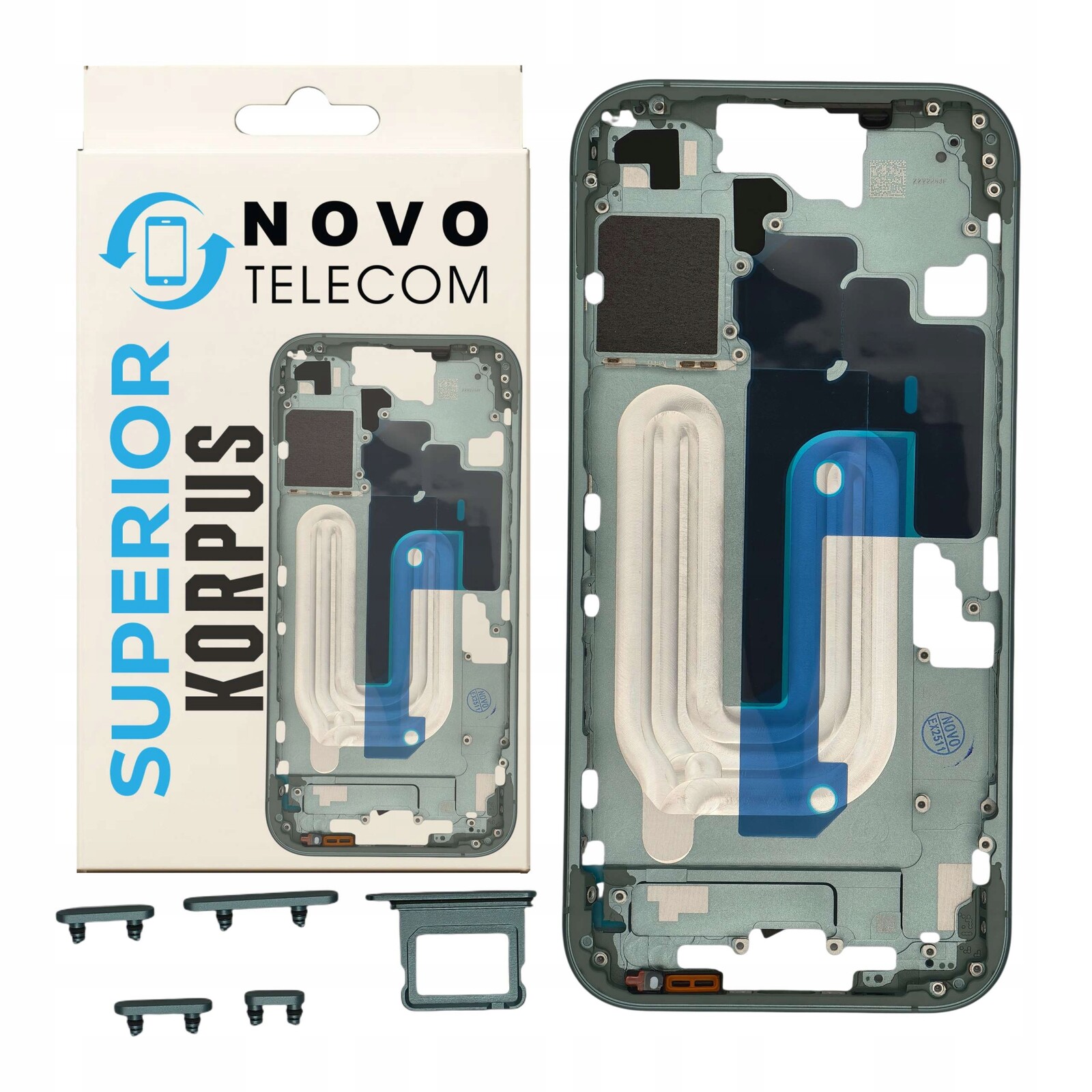 Tělo krytu telefonu pro iPhone 16 Rámeček Kompletní zelený