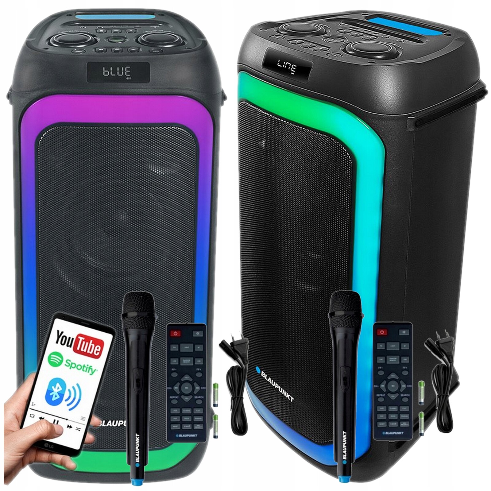 Aktivní Reprobox Partybox Blaupunkt PB06AC Karaoke Led Pilot Aux Usb Bt Fm