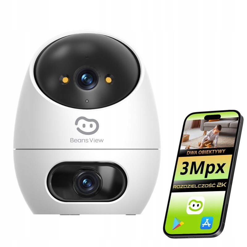 Wifi Kamera Otočná Vnitřní Dvojitý Objektiv 2K 3Mpx Kamera Do Domácnosti