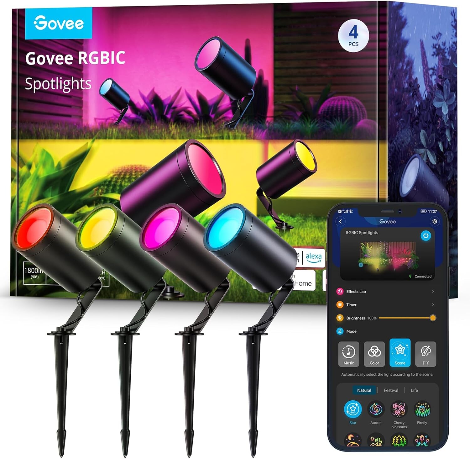 Venkovní Osvětlení Govee H7066 Zahradní Lampy Rgbicw Terasové 4KS