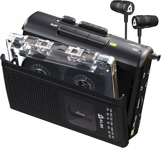 Klim K8 Kazetový přehrávač Walkman Radio Am/fm sluchátka černá