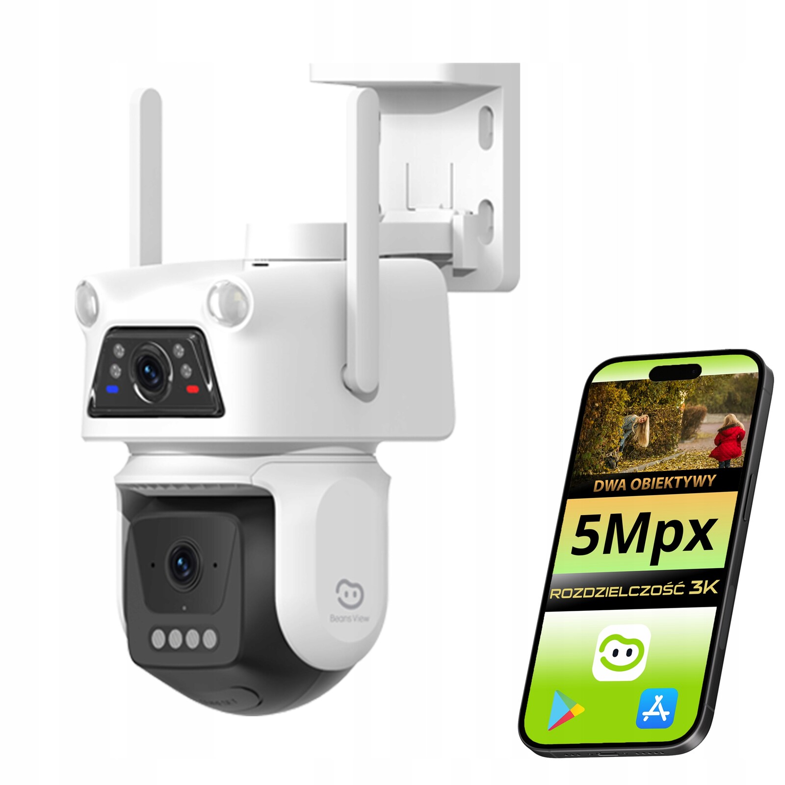 Wifi Kamera Otočná Venkovní Dual Dvojitá 2X 5Mpx Beansview D320 Ptz