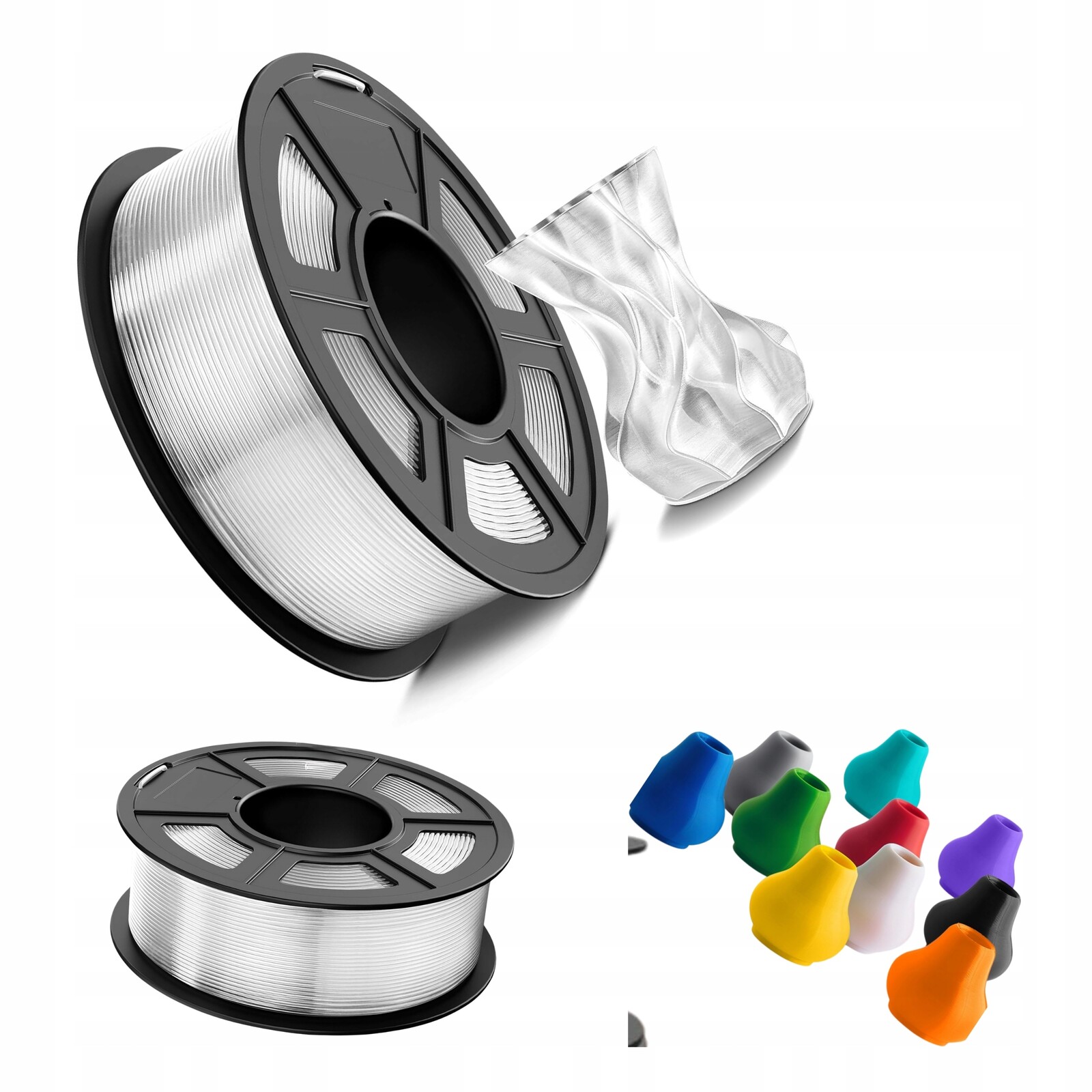 2 x Průhledný filament pro 3D tiskárnu Petg Tecbears 1,75 mm 1 kg/cívka