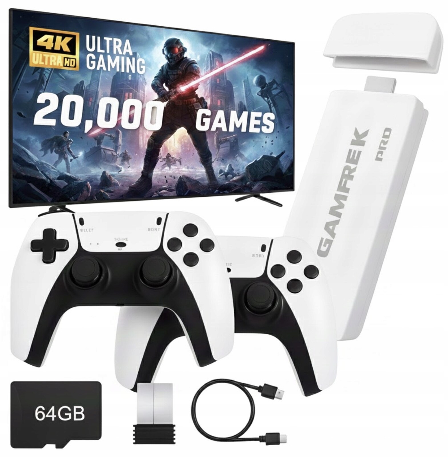 Nejnovější Model 2026 Bezdrátová Konzola Retro 2 Pady 64GB 20000 Her