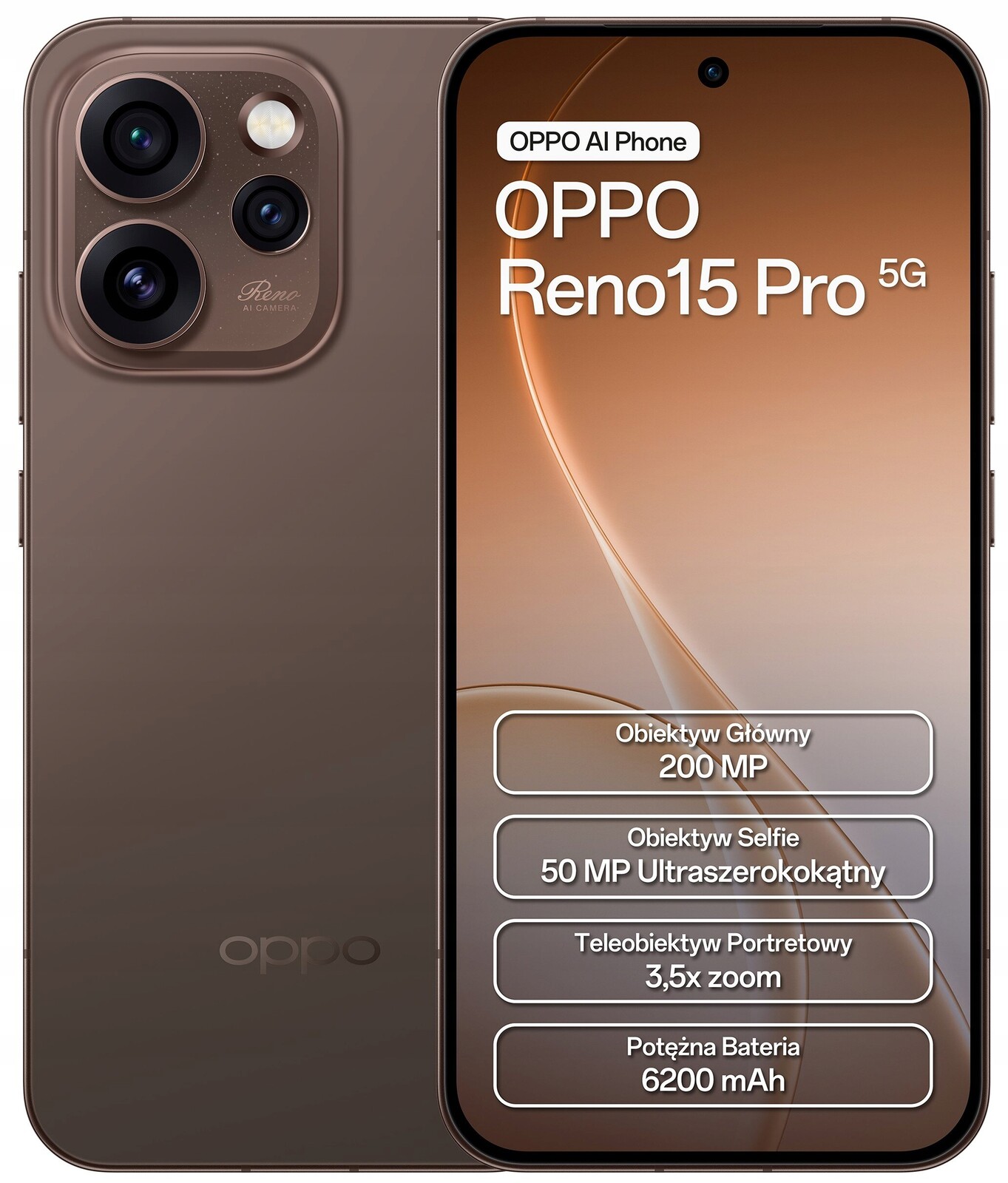 Smartphone Oppo Reno15 Pro 12 Gb 512 Gb 5G hnědý