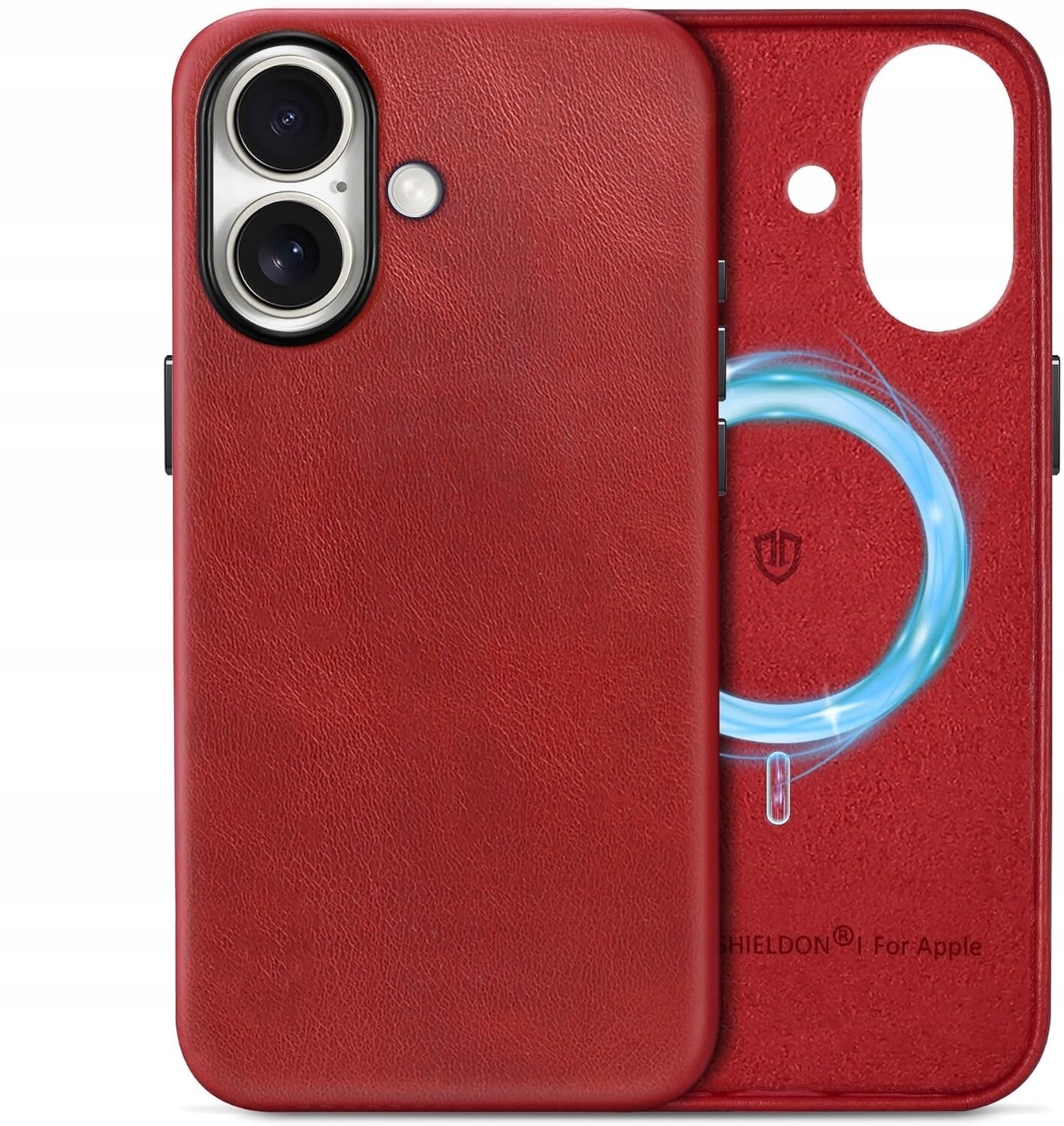 Pouzdro Zadní Kryt Shieldon Pravá Kůže pro Apple iPhone 17 Magsafe Červená