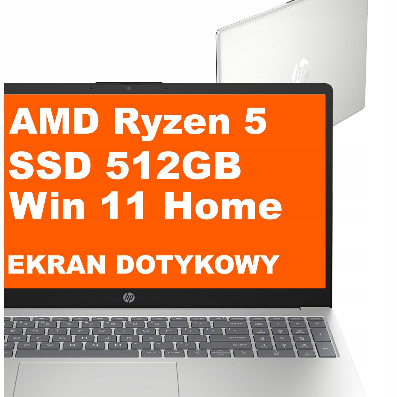 Notebook Hp 15-fc Ryzen 5 8GB 512GB Amd Radeon FullHD Dotyk Win 11 Stříbrný