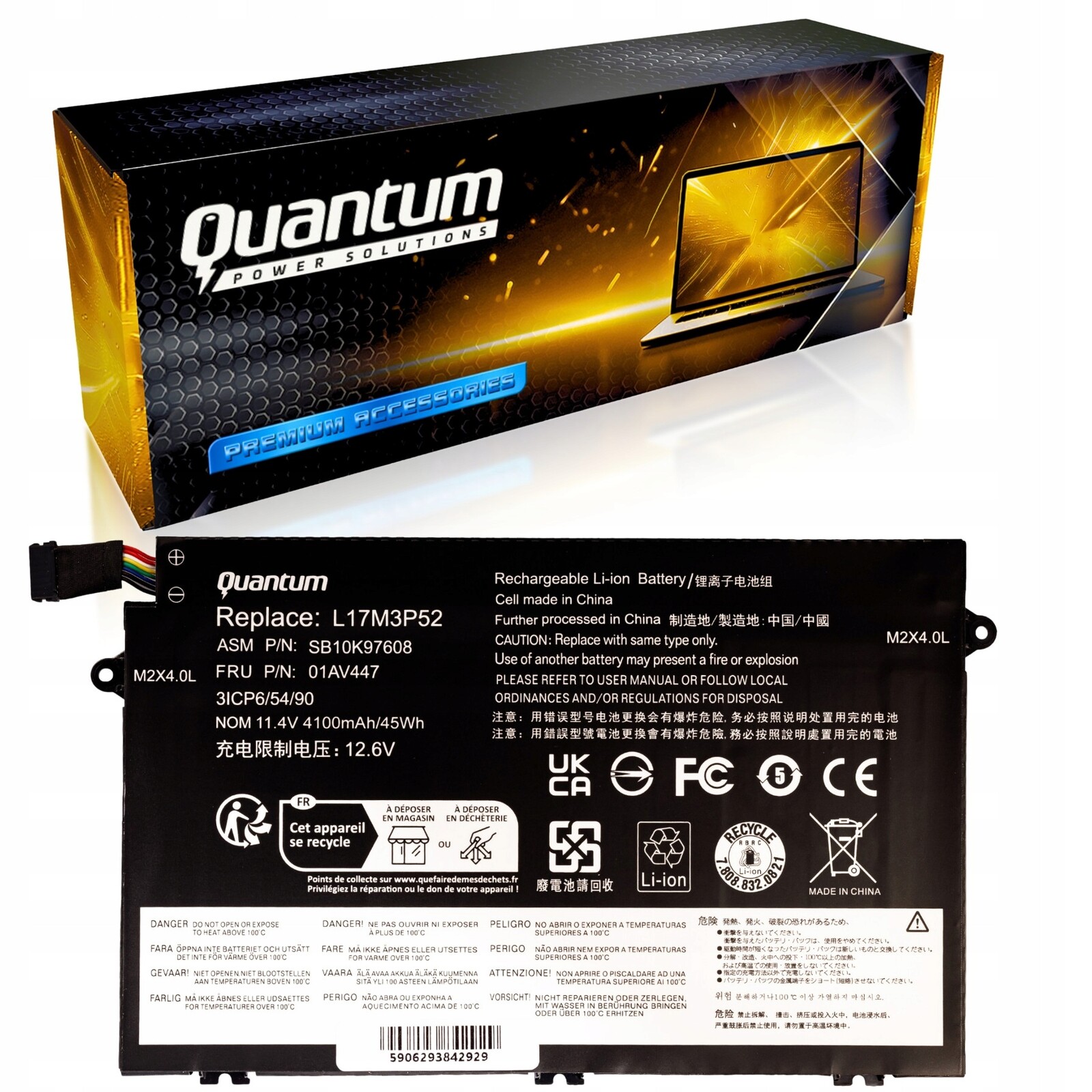 Baterie L17C3P51 pro Lenovo ThinkPad E480 E485 E490 E495 E580 E585 E590 E595