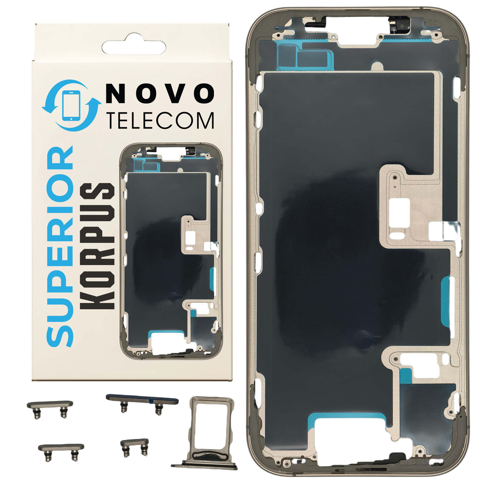 Tělo krytu telefonu pro iPhone 16 Pro Rámeček Kompletní přírodní