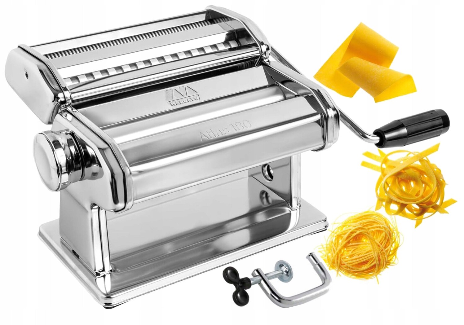 Ruční Strojek Na Těstoviny A Těsto Marcato Atlas 180 Z Nerezové Oceli
