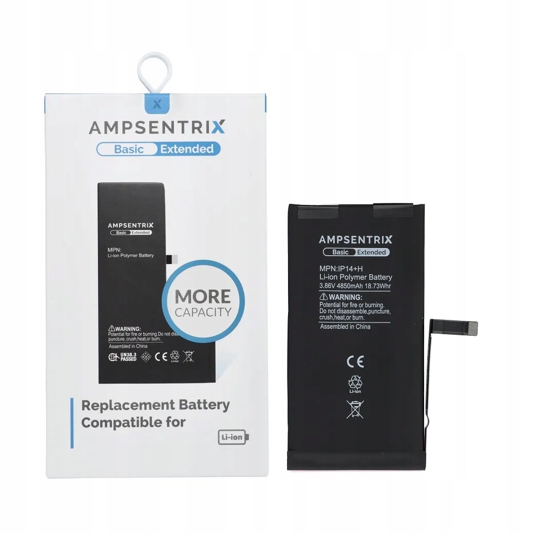 AmpSentrix Basic baterie pro iPhone 14 Plus (zvýšená kapacita 4850 mAh)