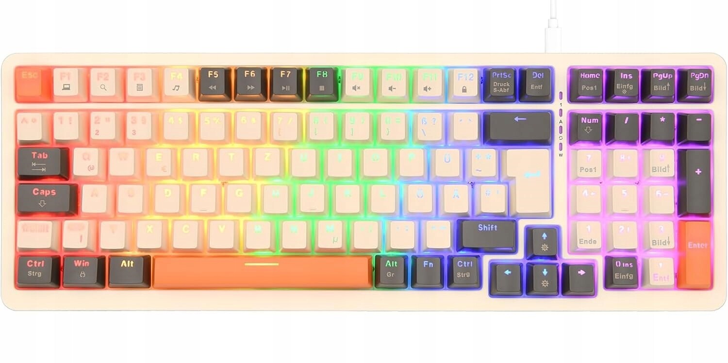 Kabelová mechanická herní klávesnice Rii RK909 Rgb Usb C s čipem Qwertz