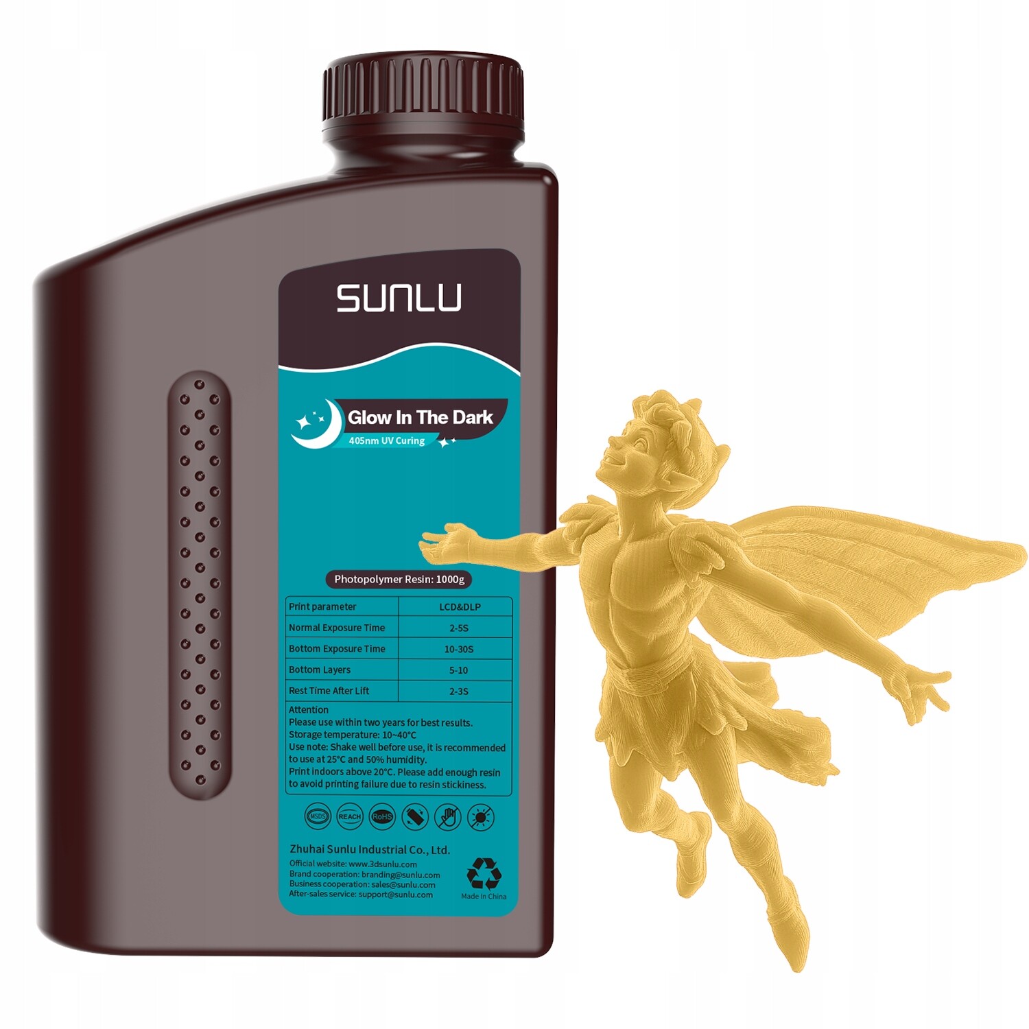 Uv pryskyřice Sunlu Glow In The Dark Orange 1 kg 1 l pro 3D tiskárnu