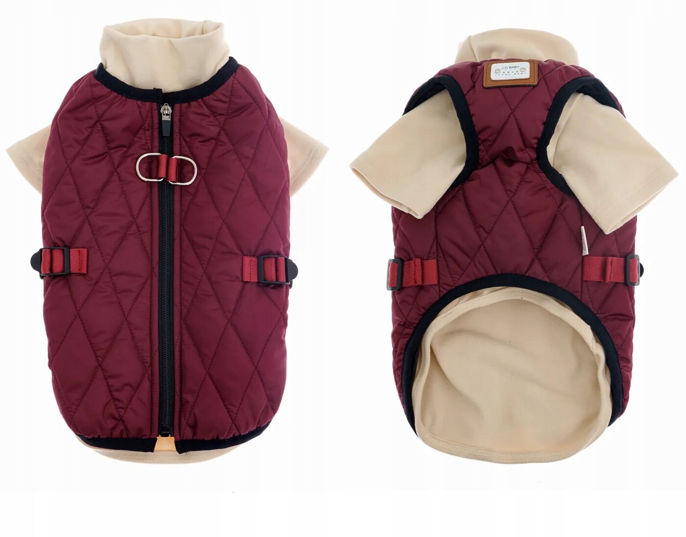 Bunda Pro Psa prošívaná vesta s rolákem bordó S