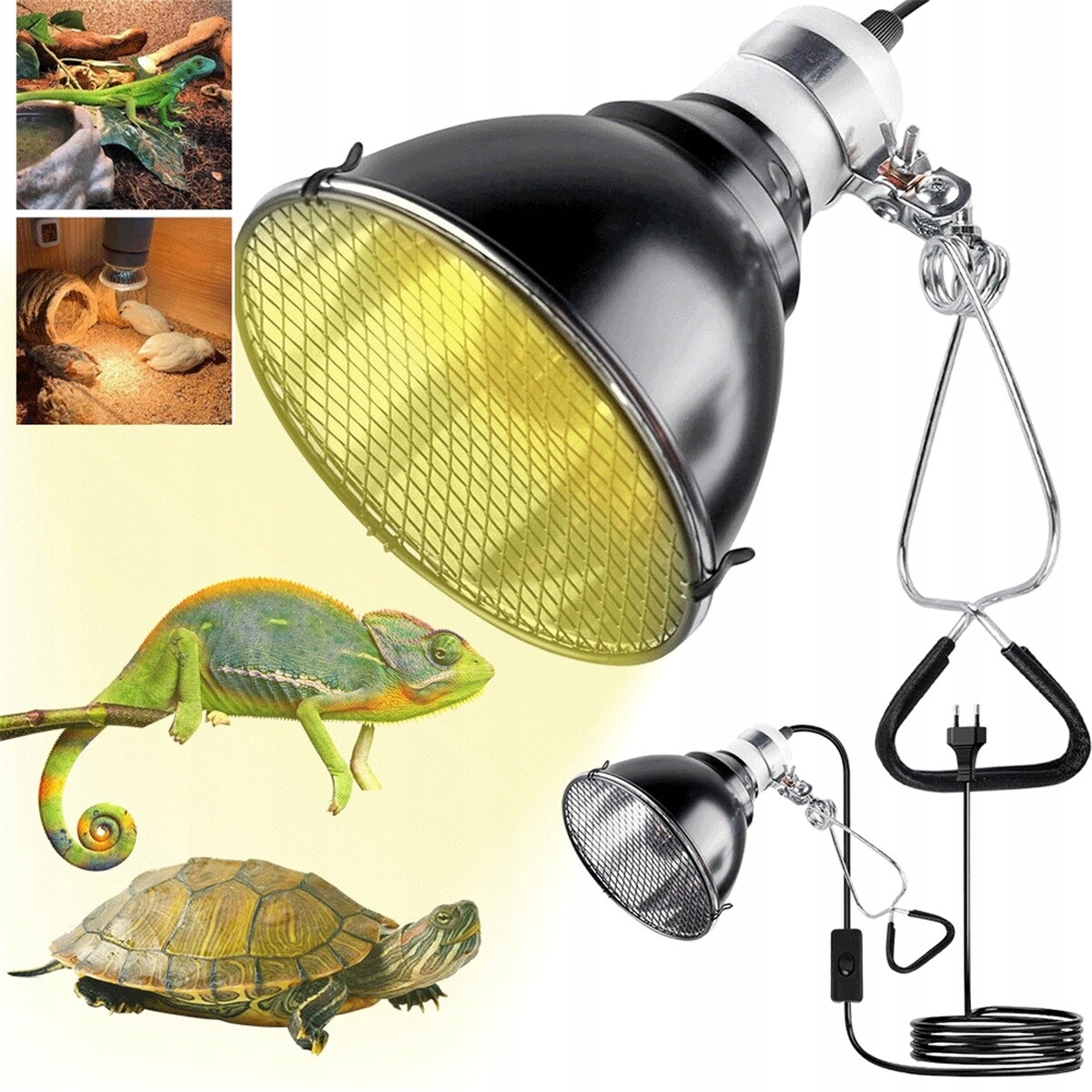 360° Otočná Topná Lampa Pro Plazy S Efektivním Odrazem Tepla