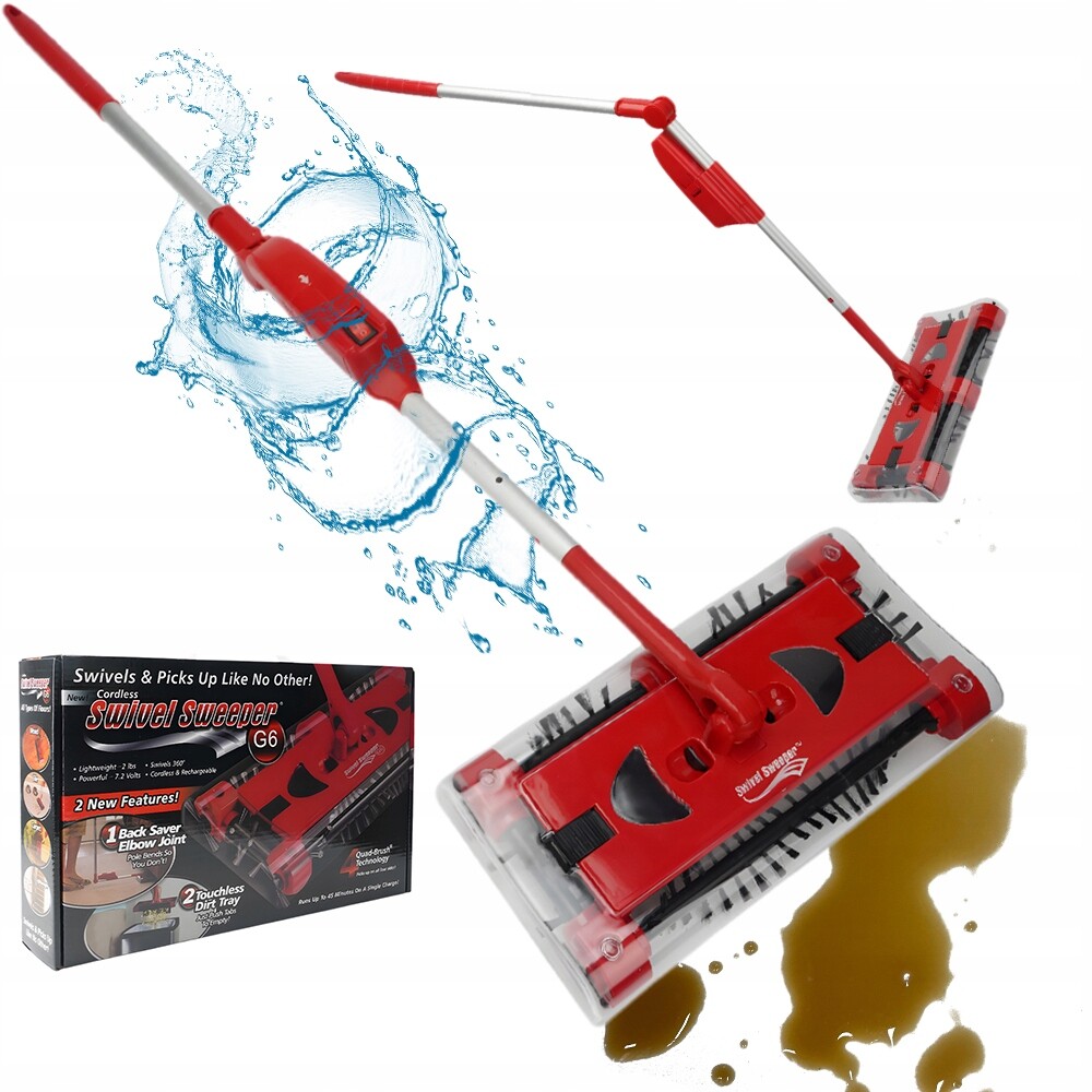Skládací 90° Akumulátorová Metla 800MAH S Nádobou Na Prach, Červená