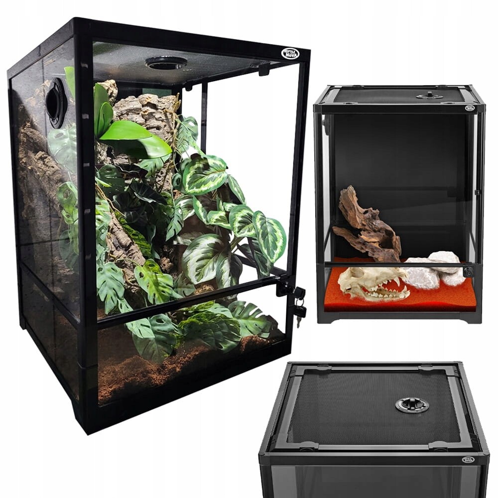 Terárium 45x45x60 cm Reptile Nova Skleněná kovová větrací síťka