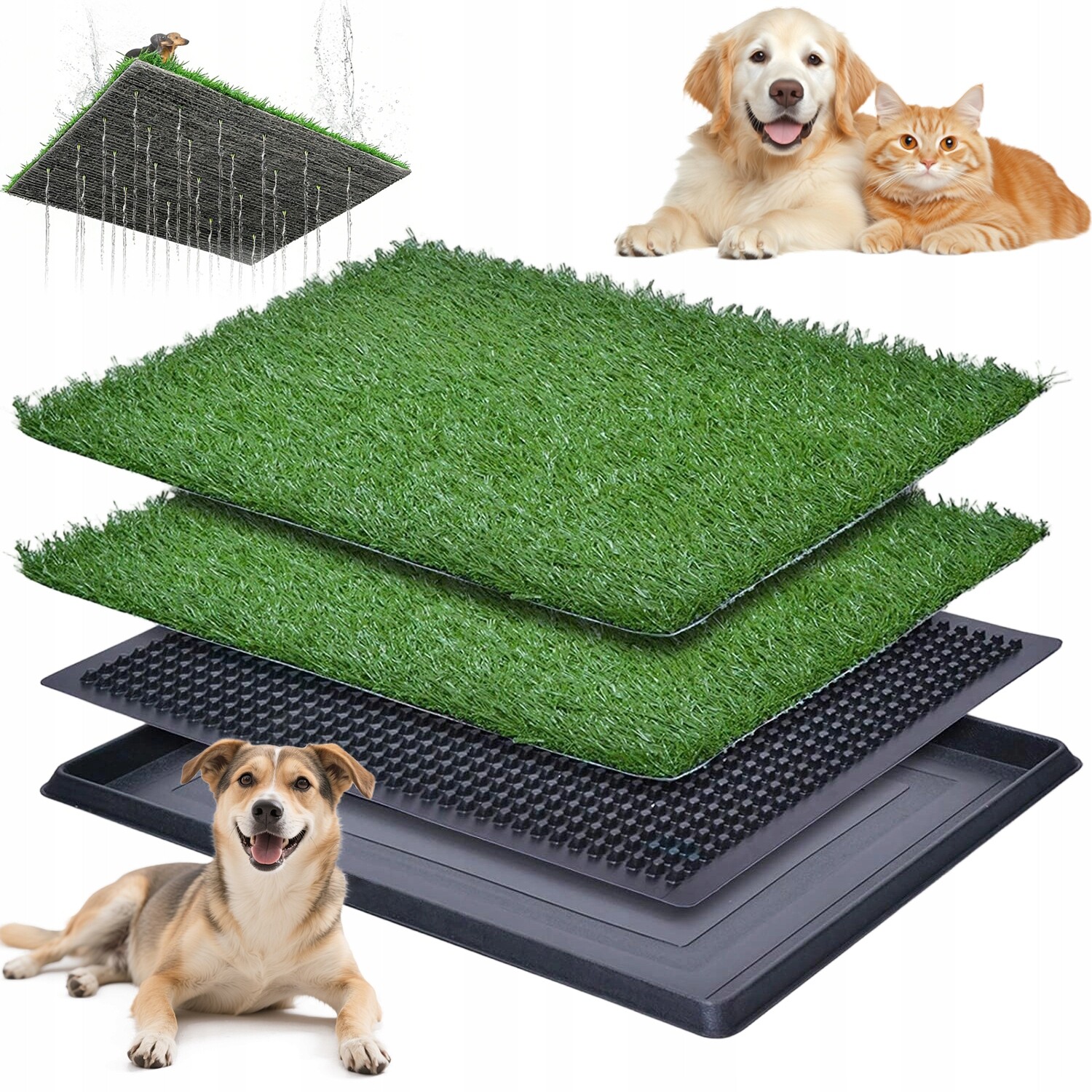 Toaleta Pro Psy S Umělou Trávou Toaleta Wc 3 Vrstvy 63X50 CM