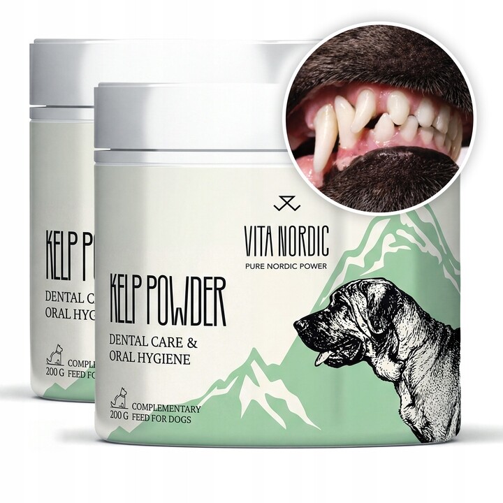 Vita Nordic Dental 2×200 g pro psa – přírodní prášek na zubní kámen