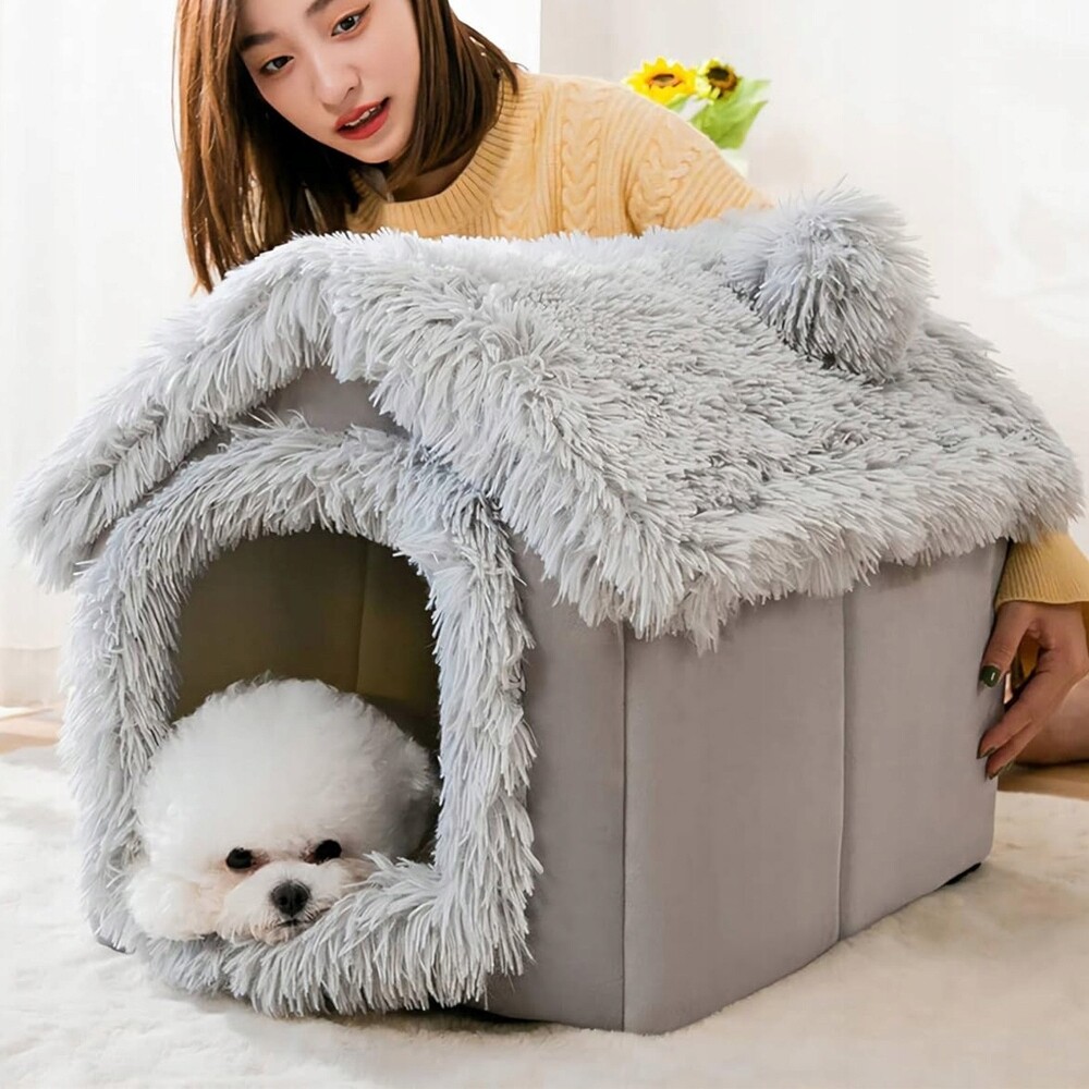 Měkké Pelíšek Šedý Domeček Pro Kočky Se Snadným Čištěním