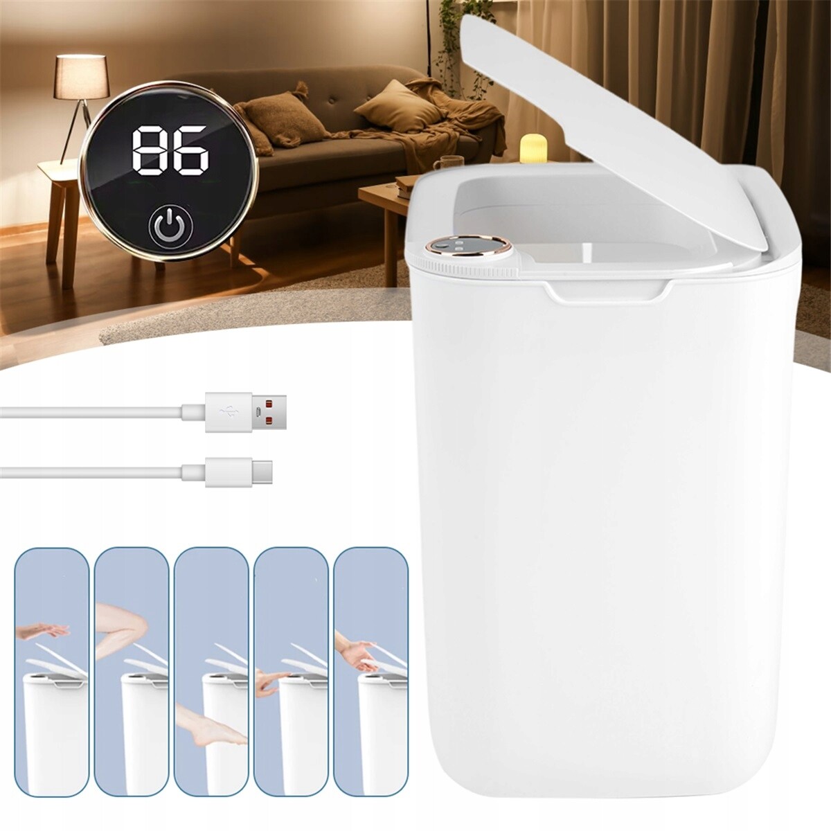 Automatický Odpadkový Koš 18 L S Displejem Do Ložnice Kanceláře