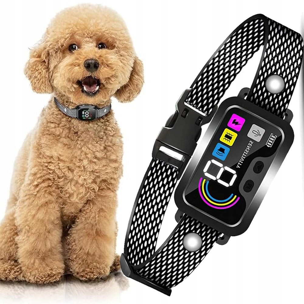 Protištěkací Obojek S Barevným Displejem, 8 Úrovní, IP67, Nabíjení