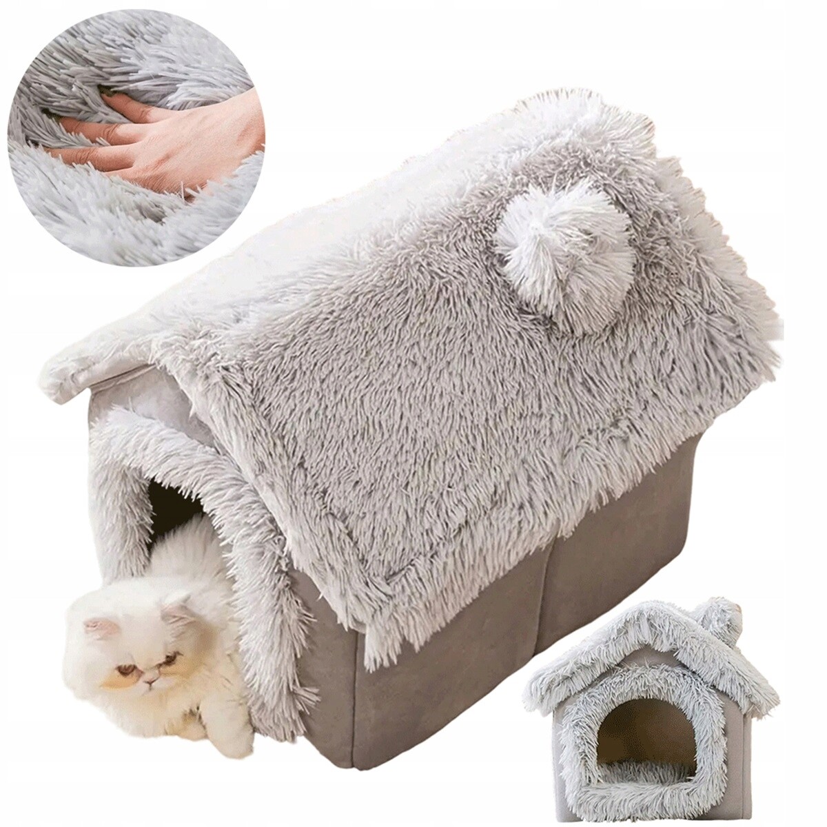 Pelíšek Šedý Domeček Pro Malá Zvířata S Protiskluzovou Základnou