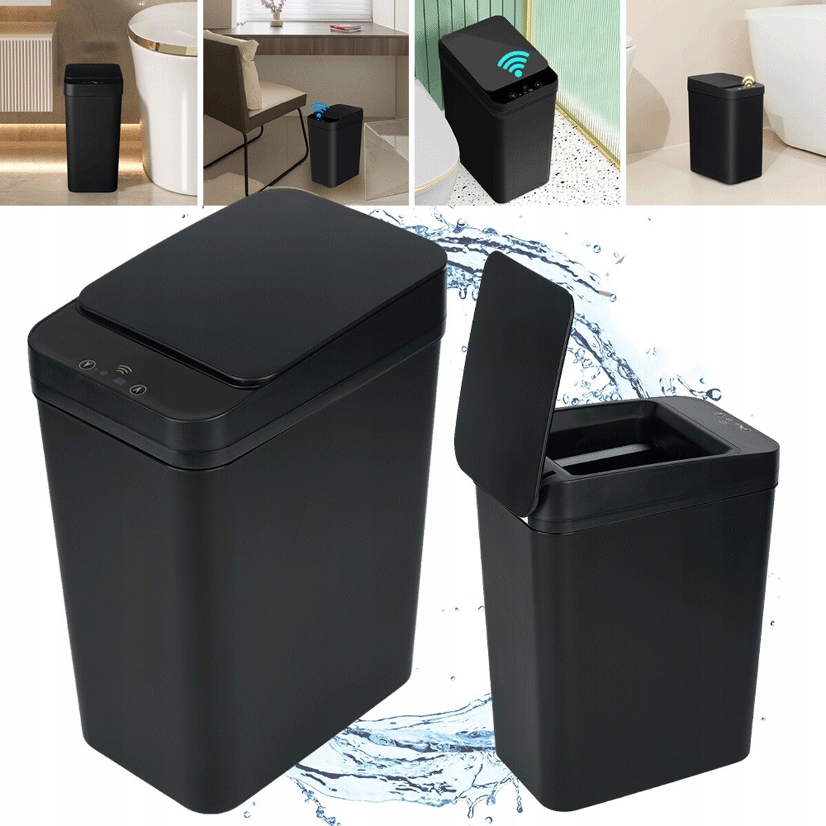 Automatický Koš 12 L S Pohybovým Senzorem, Voděodolný, Černý Abs
