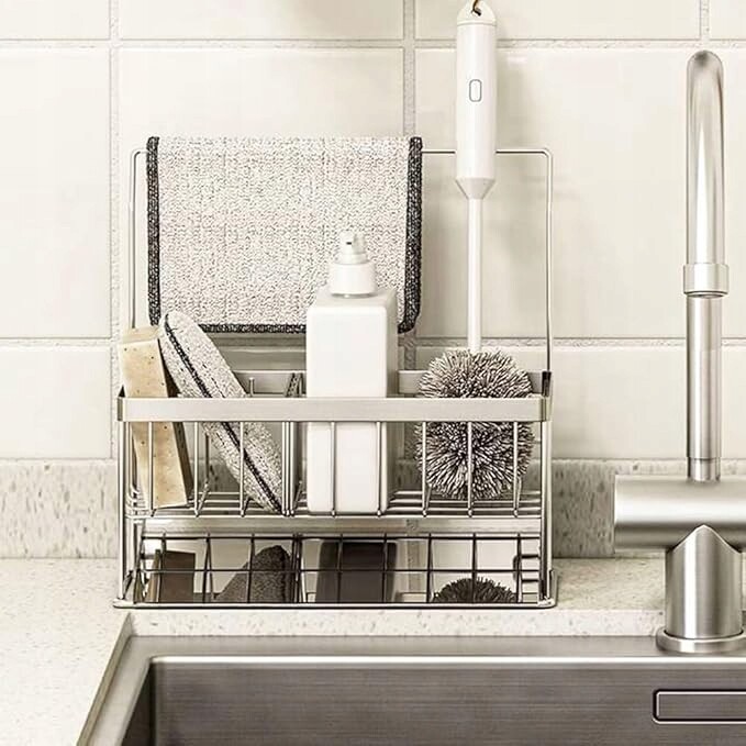 Organizér na odkapávač do dřezu, odkapávač z nerezové oceli