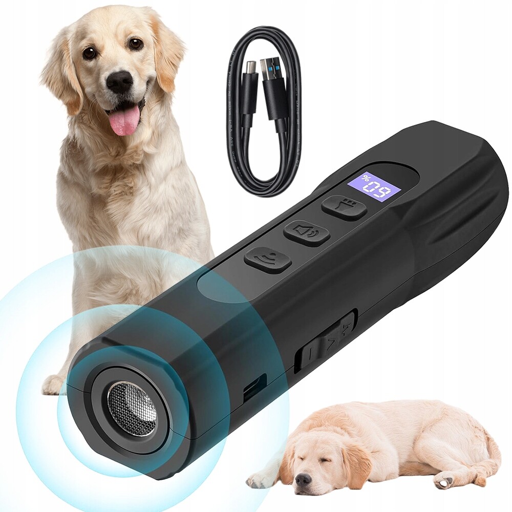 Ultrazvukový Odpuzovač Psů 1200MAH Baterie Černá Pro Zahradu