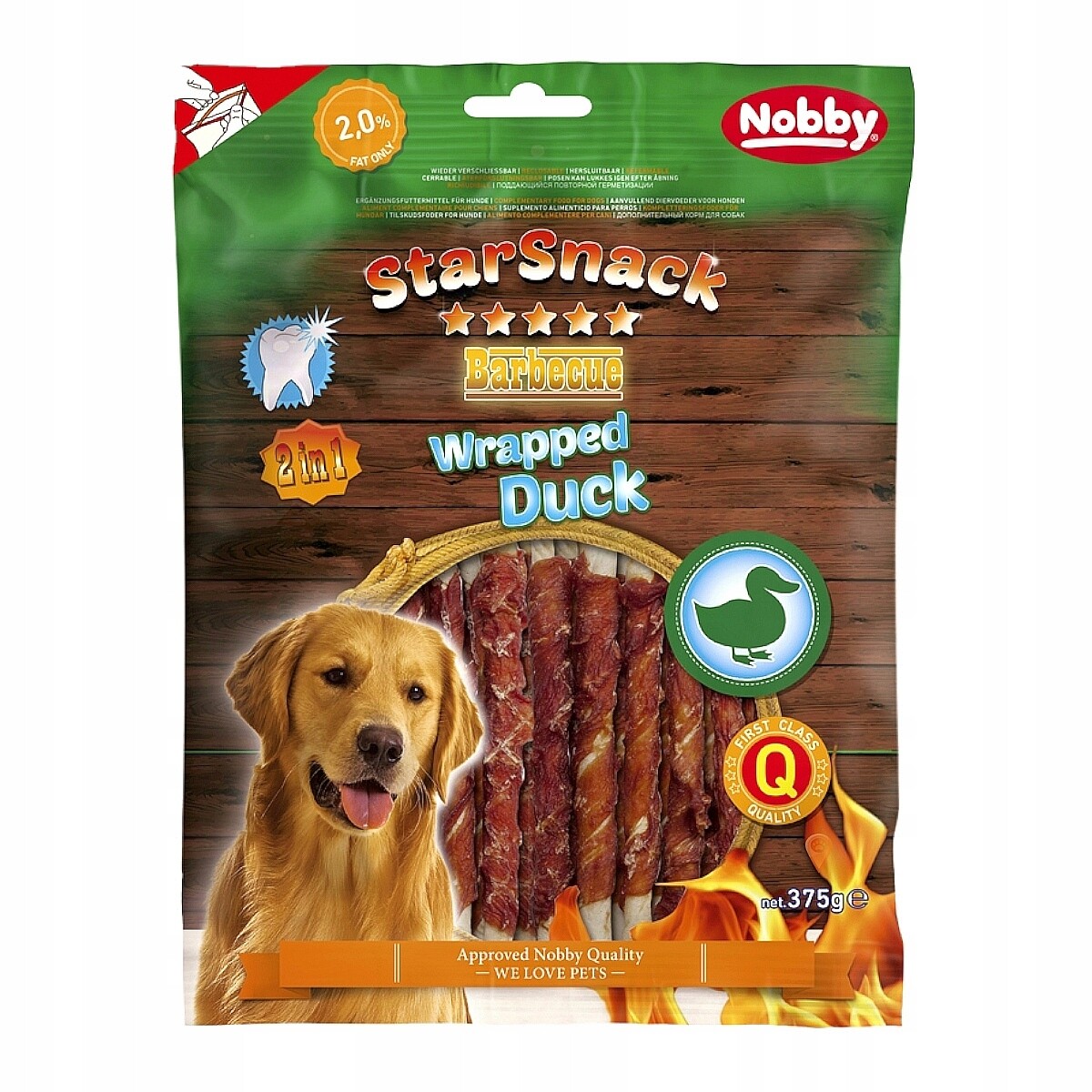 Kroucené tyčinky z hovězí kůže obalené kachním filetem Nobby Pro Psa