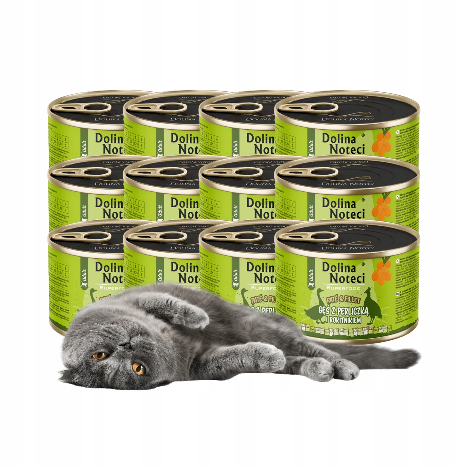 Dolina Noteci Superfood paštika a filé pro kočky husa s perličkou 12x185g
