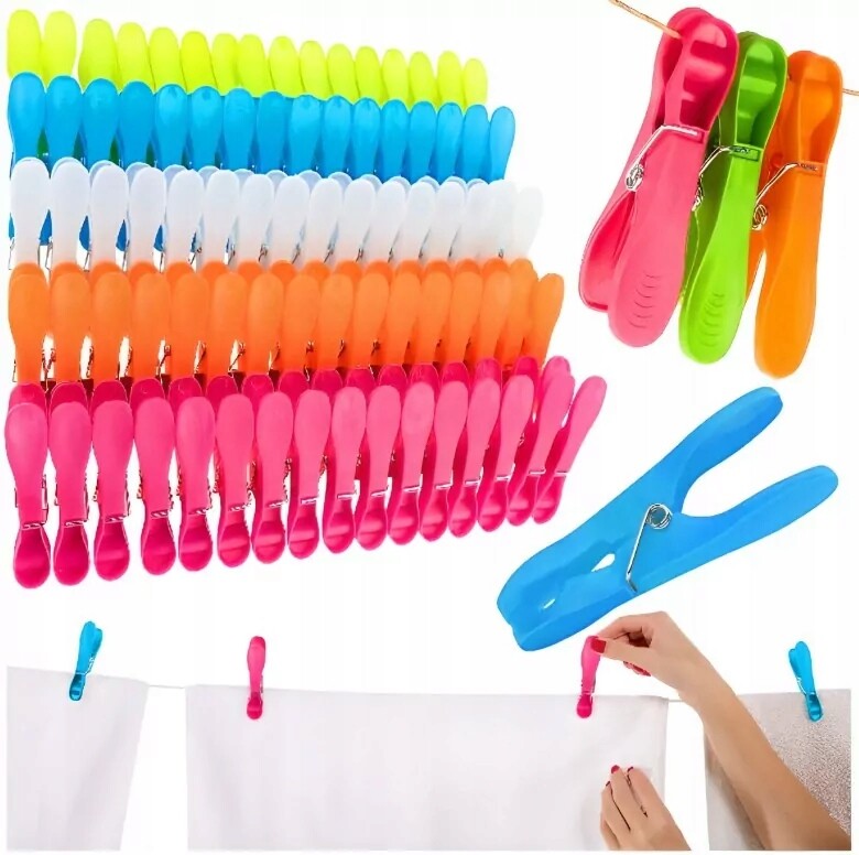Kolíčky Sponky na zavěšení prádla, barevné prádlo, sada 50 ks