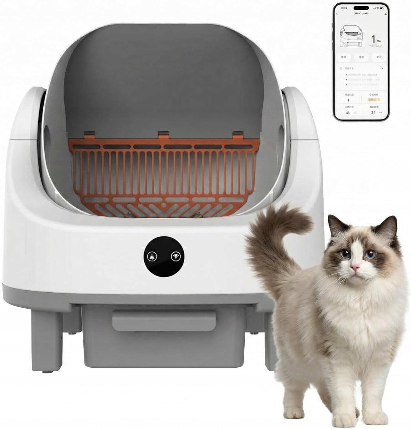 Samočisticí toaleta pro kočky, objem 9 l, ovládání aplikací
