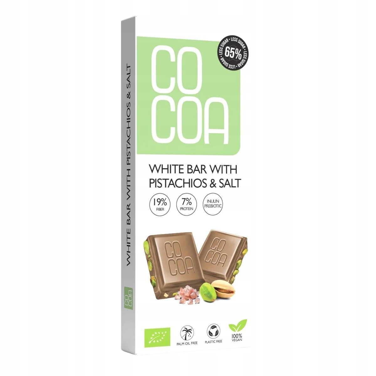 3x Tabulka Bílá S Pistáciemi A Solí 60 % Méně Cukru Bio 40 g Cocoa