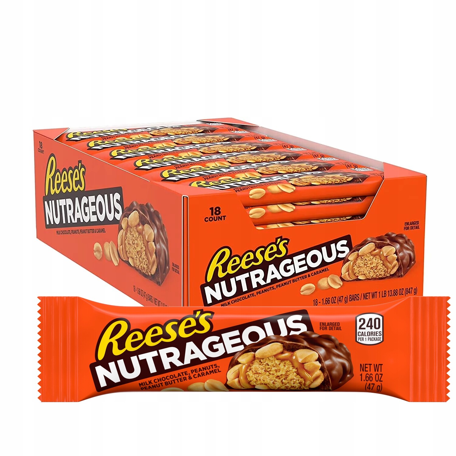 Karton Reese's Nutrageous 47g 18 ks Tyčinka Ořechové máslo