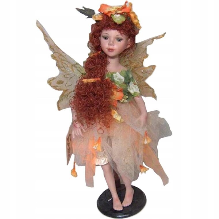 Panenka Elf z keramiky o výšce 45 cm zeleno-oranžová