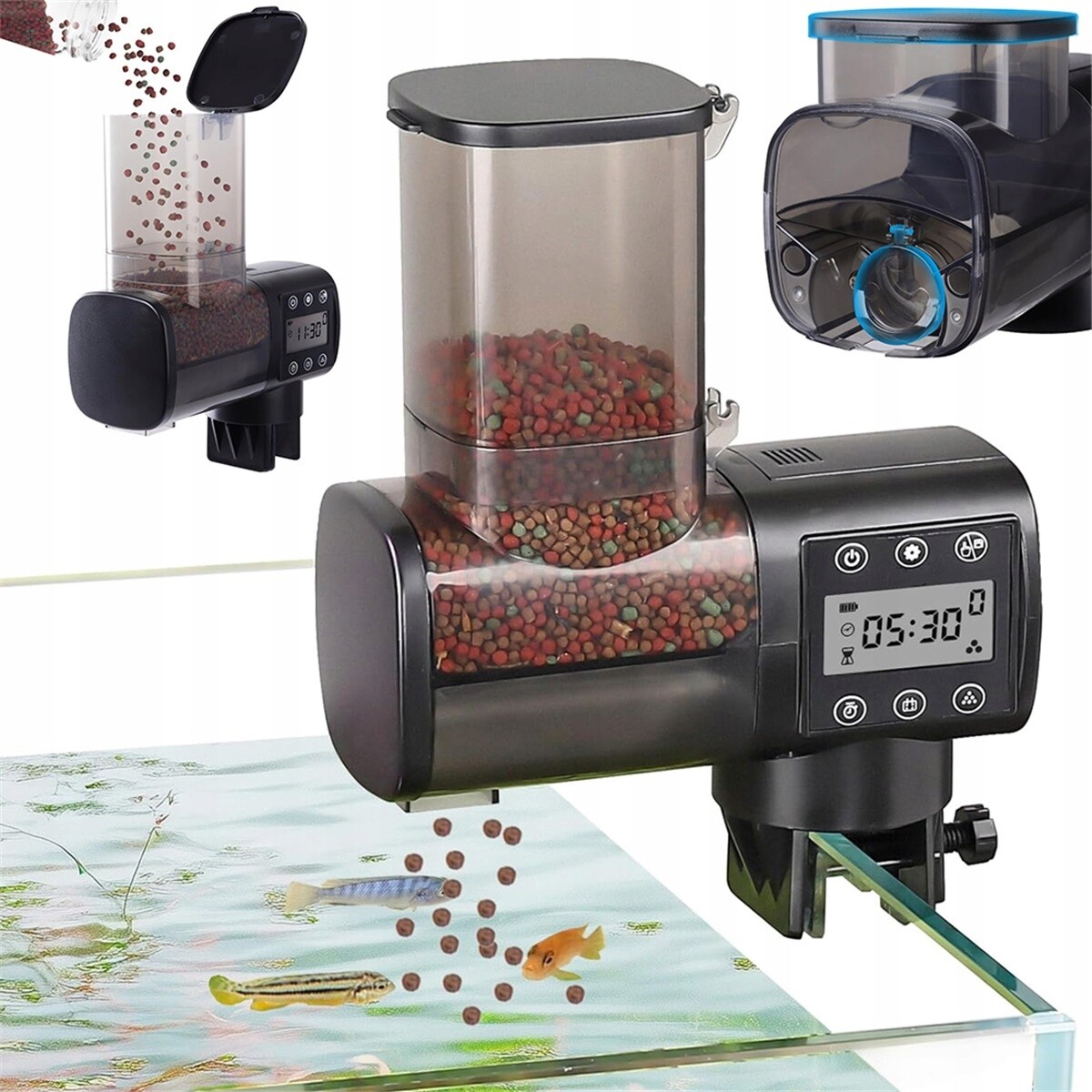 Automatické Krmítko 500 ML S LCD Displejem Pro Akvárium Se 6 Krmeními