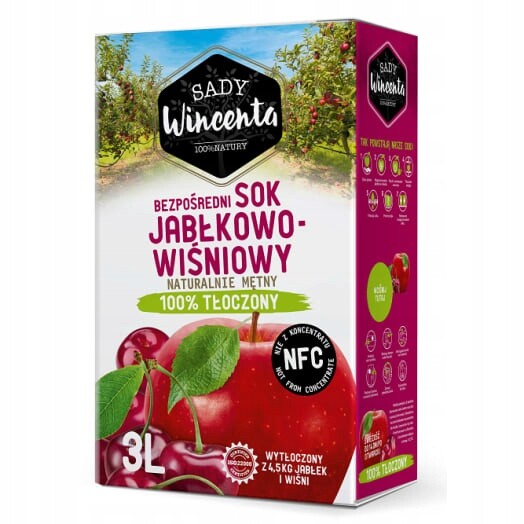 Sady Wincenta Šťáva jablko višeň v lisovaném kartonu