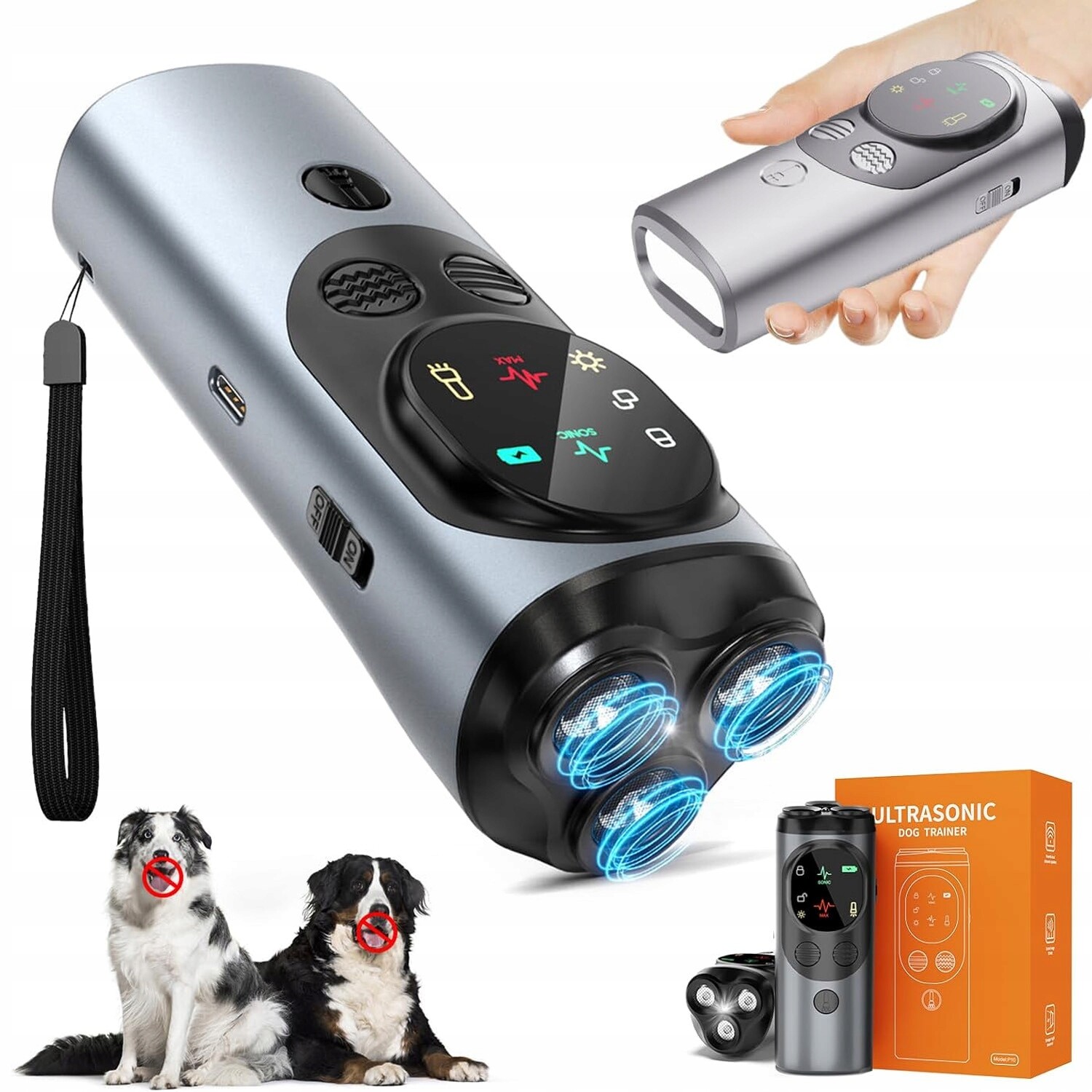 Ultrazvukové protištěkací zařízení 3v1 s Led svítilnou