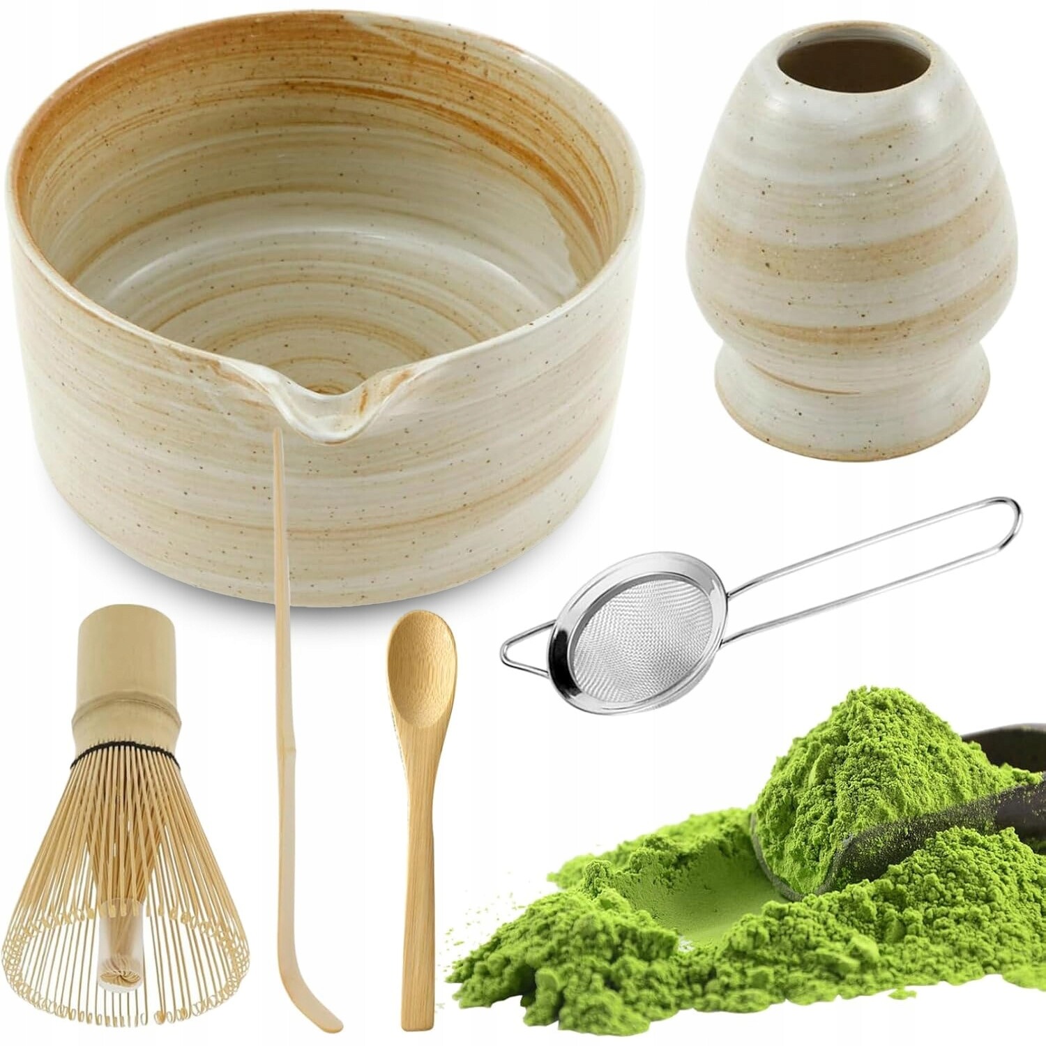 Bambusový Matcha Set S Miskou Chawan A Šlehací Metlou Pro Tradiční Vaření