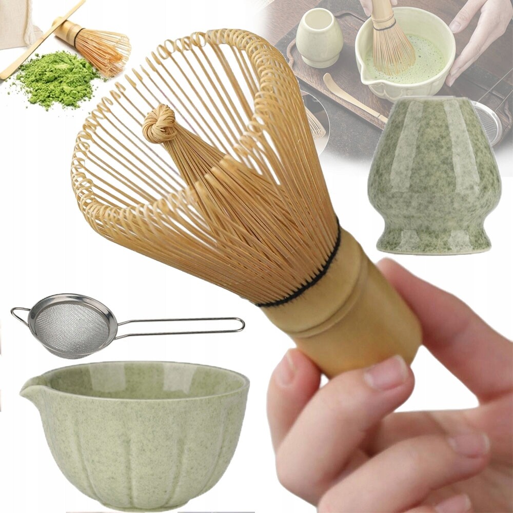 Japonská Sada Matcha 5-DÍLNÁ Keramika Bambus Miska Mixér