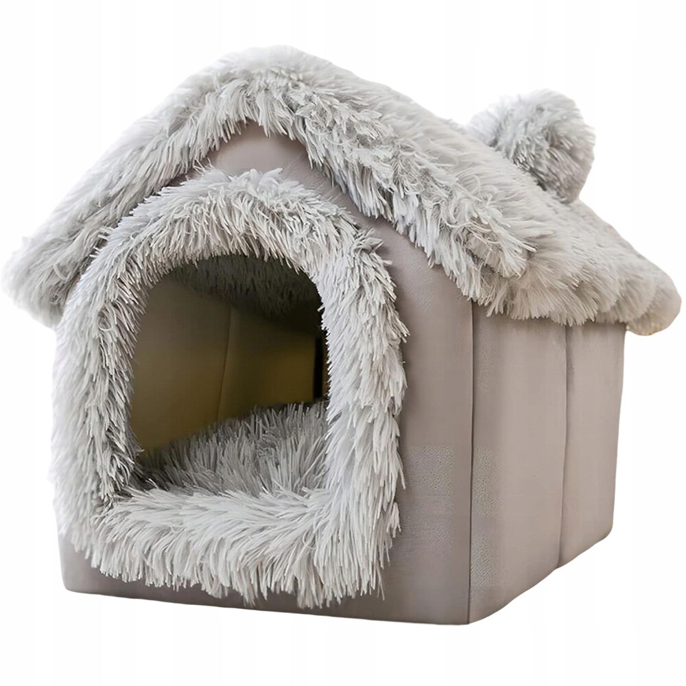 Pelíšek Šedý Komfortní Domeček Pro Malé Mazlíčky S Víkem