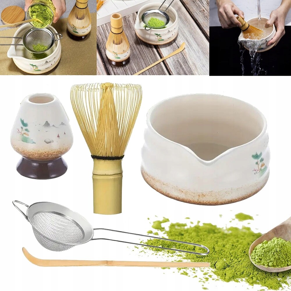 Sada Na Vaření Matchy 5 Prvků: Šálek S Výlevkou, Bambusová Metla