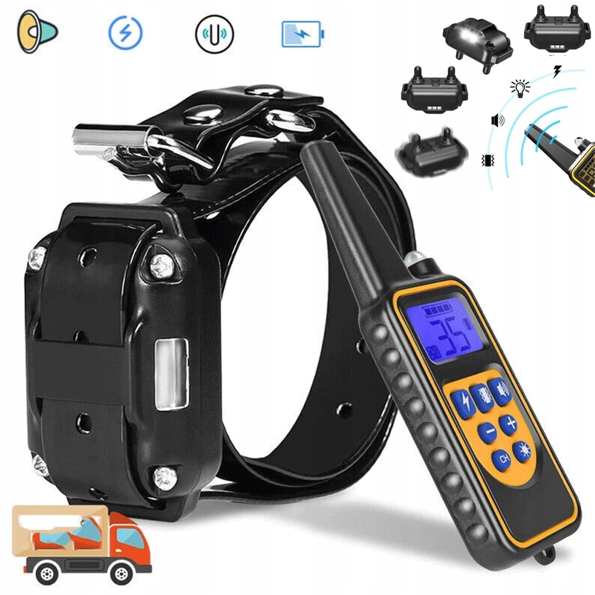 Výcvikový Obojek 800 M, Dosah 4 Led Režimy, Vibrace, Zvuk Pro Psy