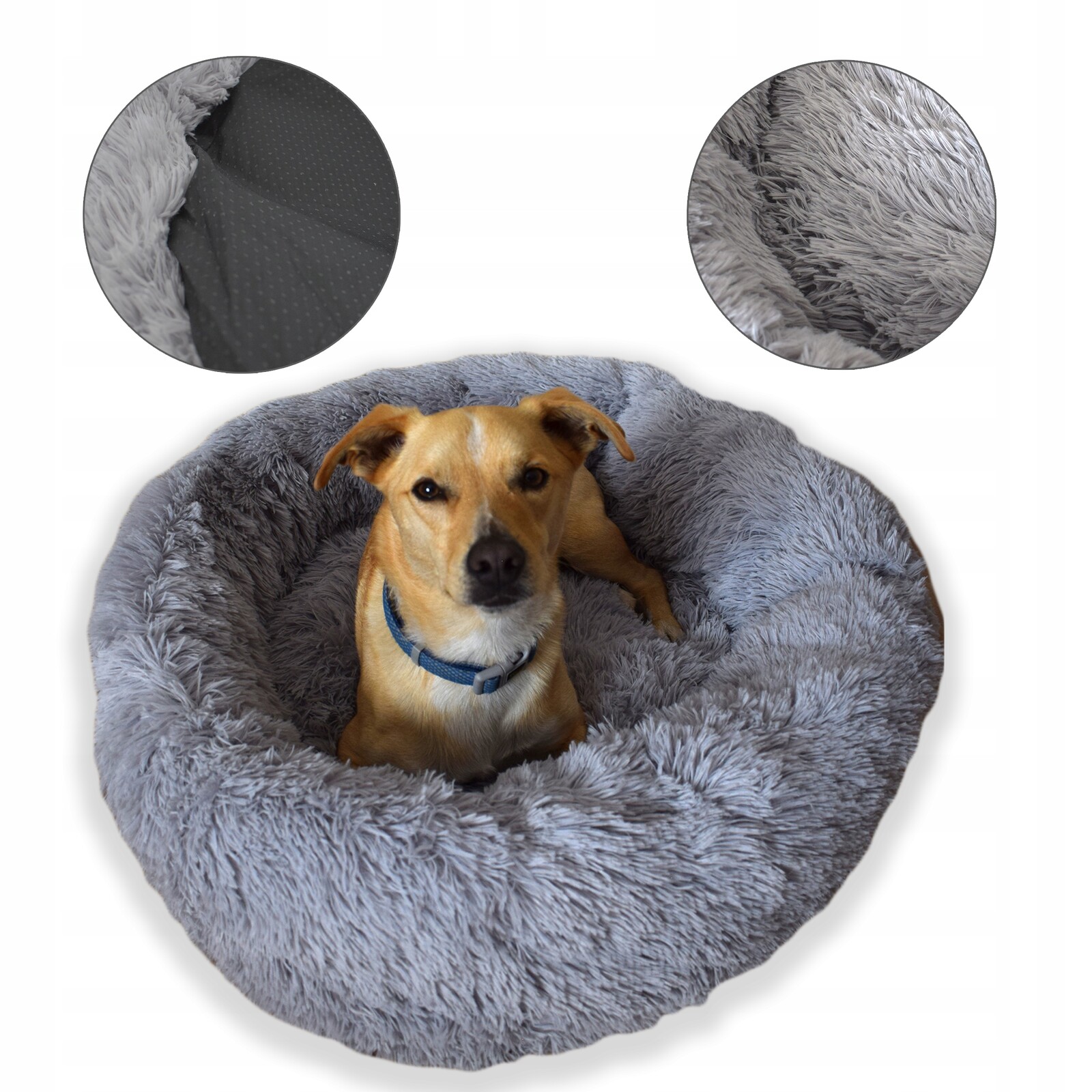 Pelíšek pro psa šedý 80 cm x 80 cm