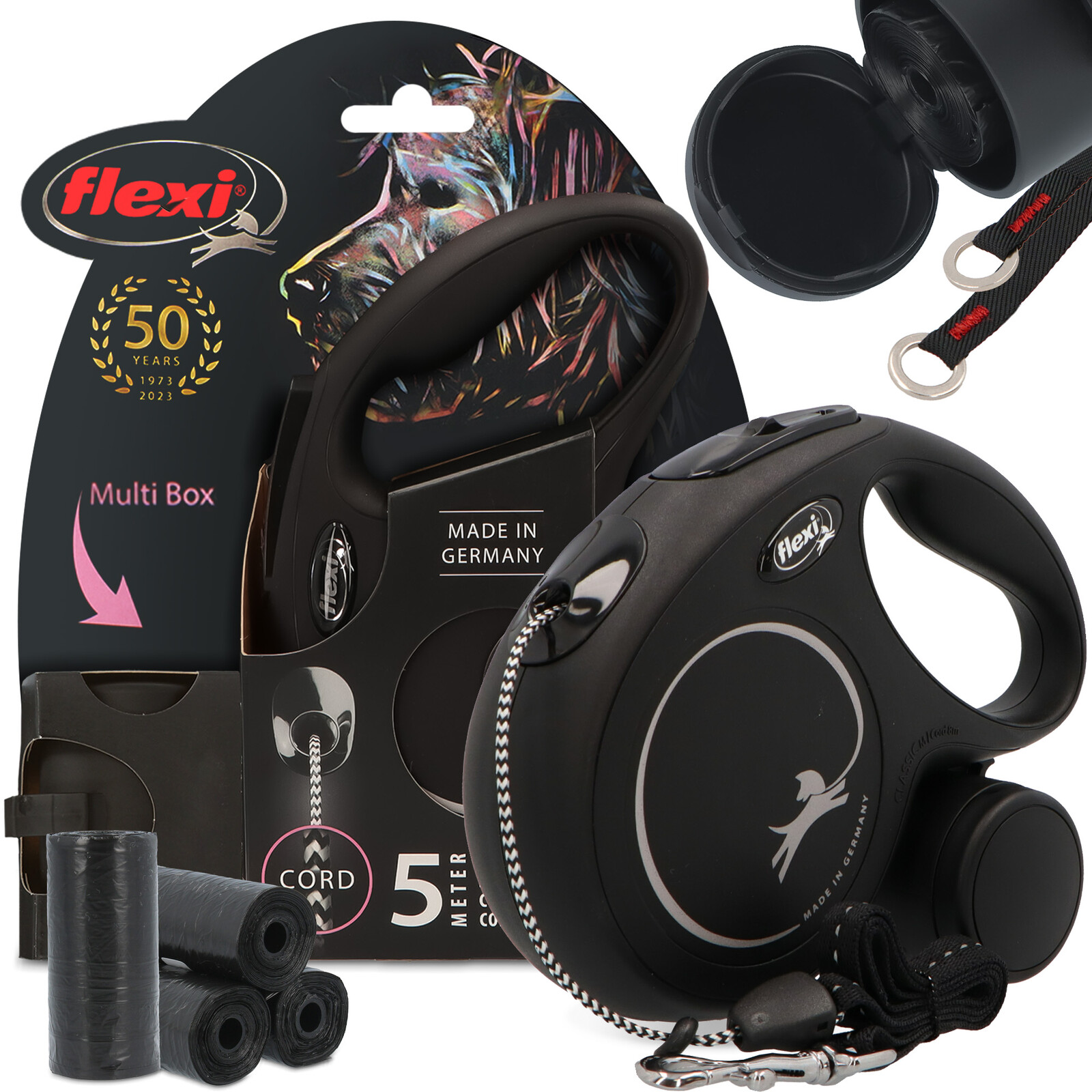 Vodítko Psa Automatická S blokovacím lankem 5 m Multi Box 80x Sáčky Psí Odch 3O