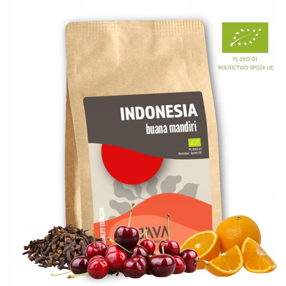 Káva zrnková Organic Indonesia Buana Mandiri 500 g tmavě pražené espresso